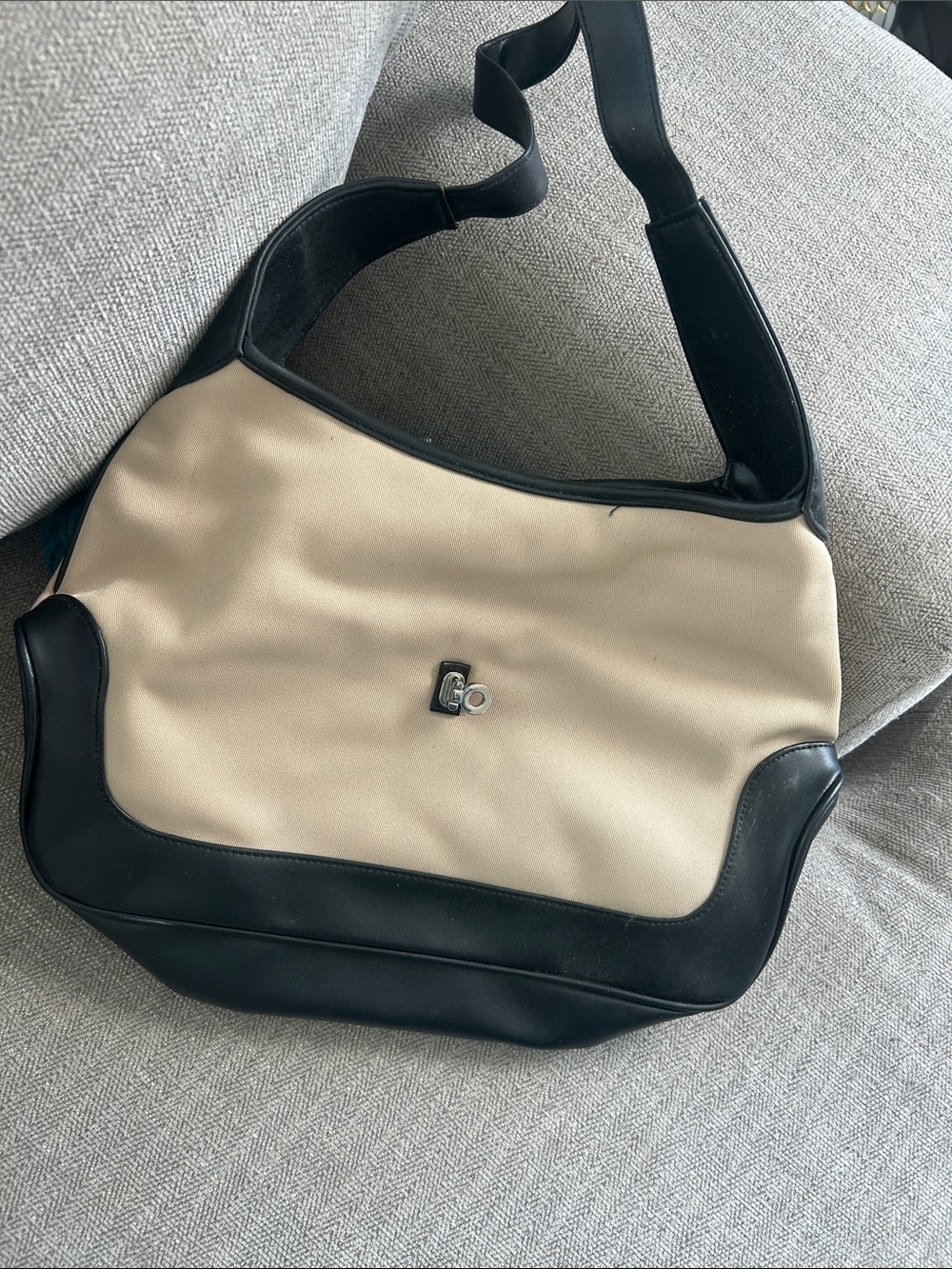 Women’s Two-Tone Black and Cream Shoulder Bag